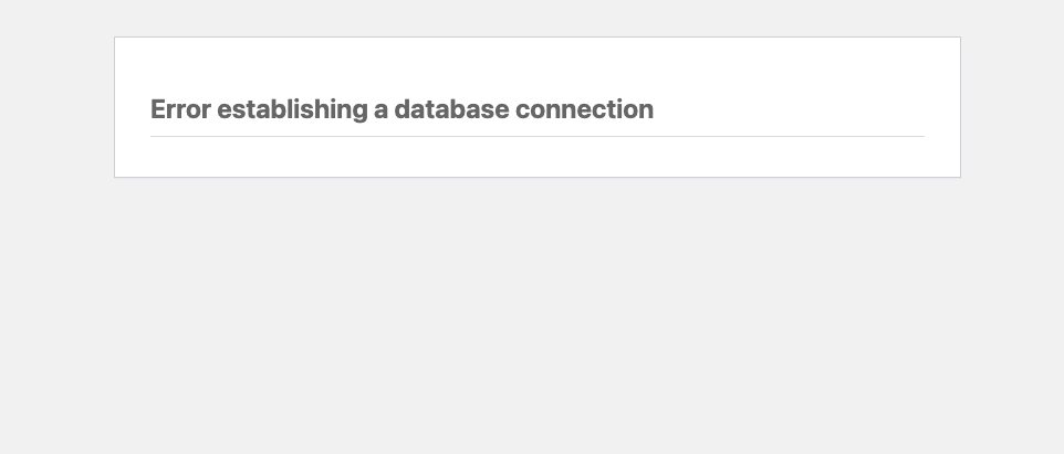 Error establishing a database connection